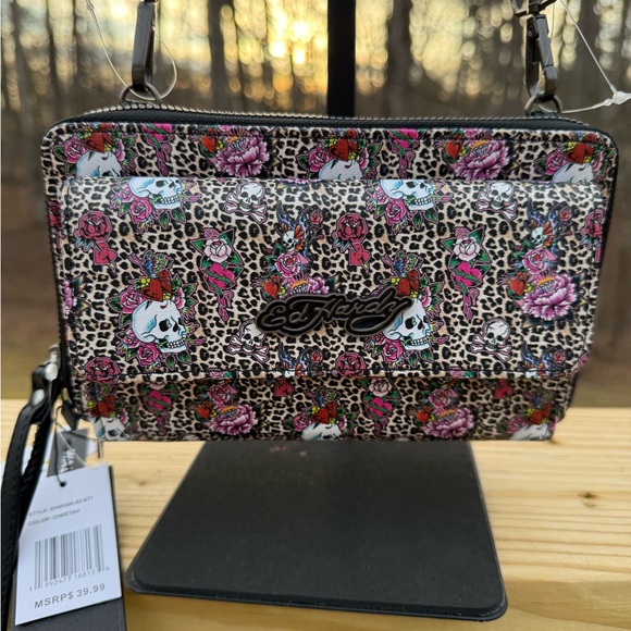 Ed Hardy Leopard Print Crossbody Bag/Wallet - Picture 1 of 8